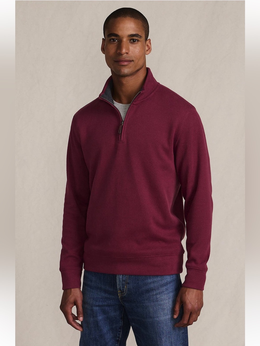 Lands’ End Men’s Bedford Rib Quarter Zip Pullover Sweater